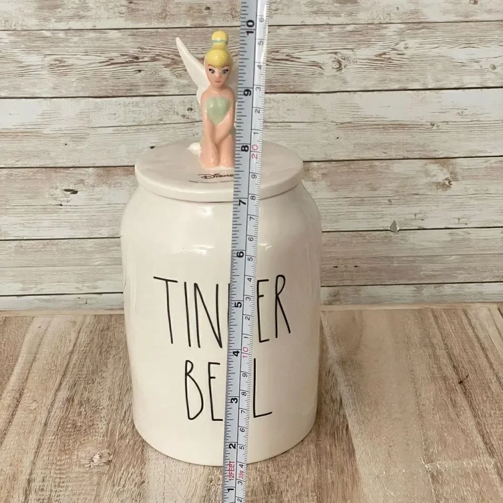 NWT Gorgeous 3D Rae Dunn Disney Canister White Ceramic Tinkerbell Tinker Bell
